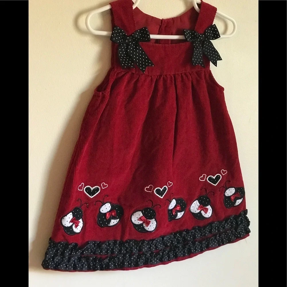 Rare 80’s Vintage Ladybug Appliqué Toddler Dress